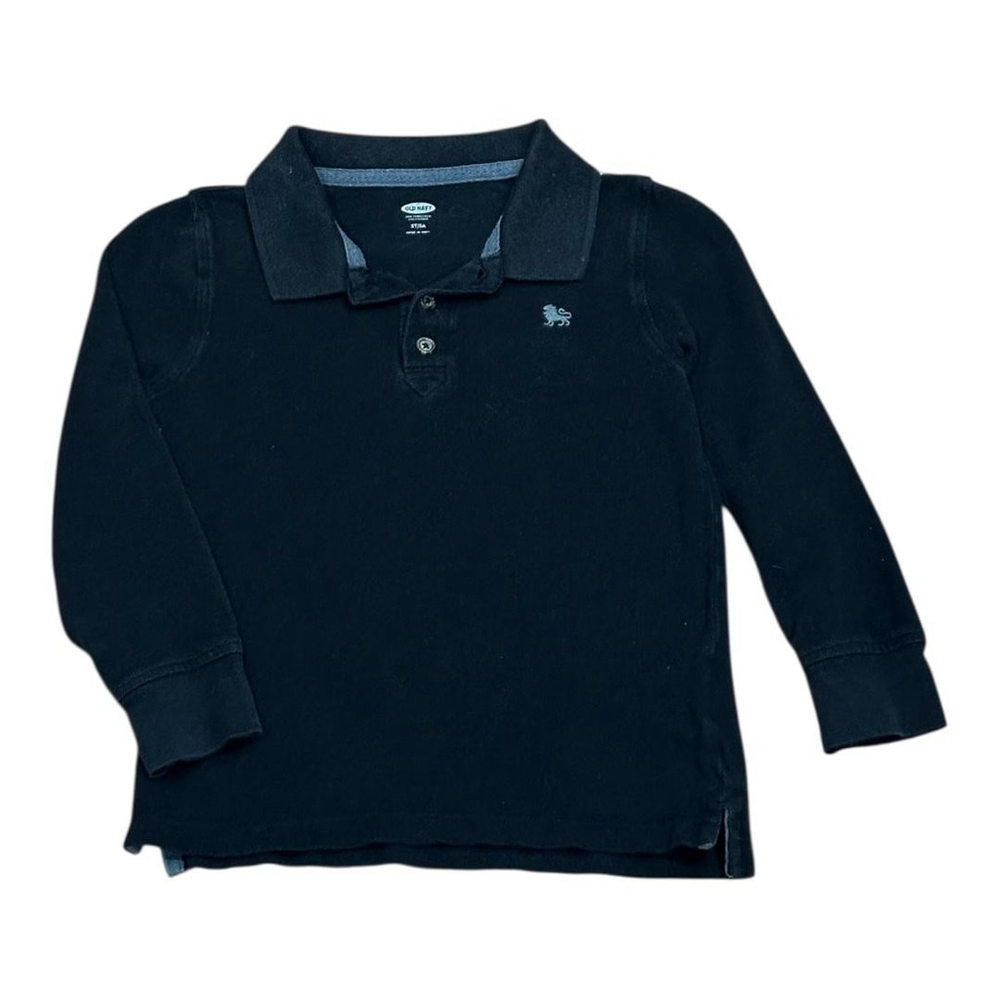Old Navy Polo Shirt Boys 5T Navy Blue Long Sleeve Cotton Lion Logo Toddler